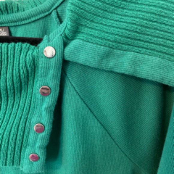 Rafaella Cotton Top with Sweater Detail at Neck Green Long Sleeve Size XL - Picture 2 of 6